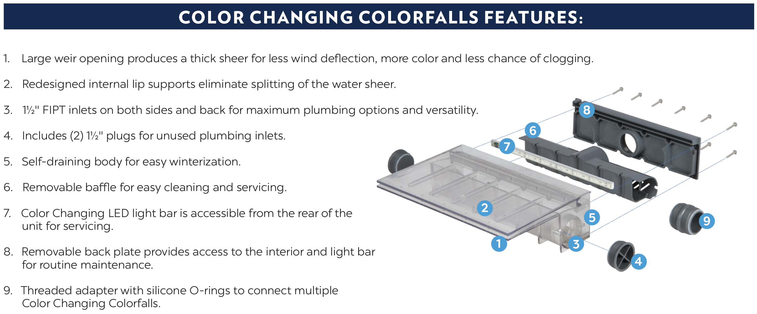 Color Changing Colorfalls Features